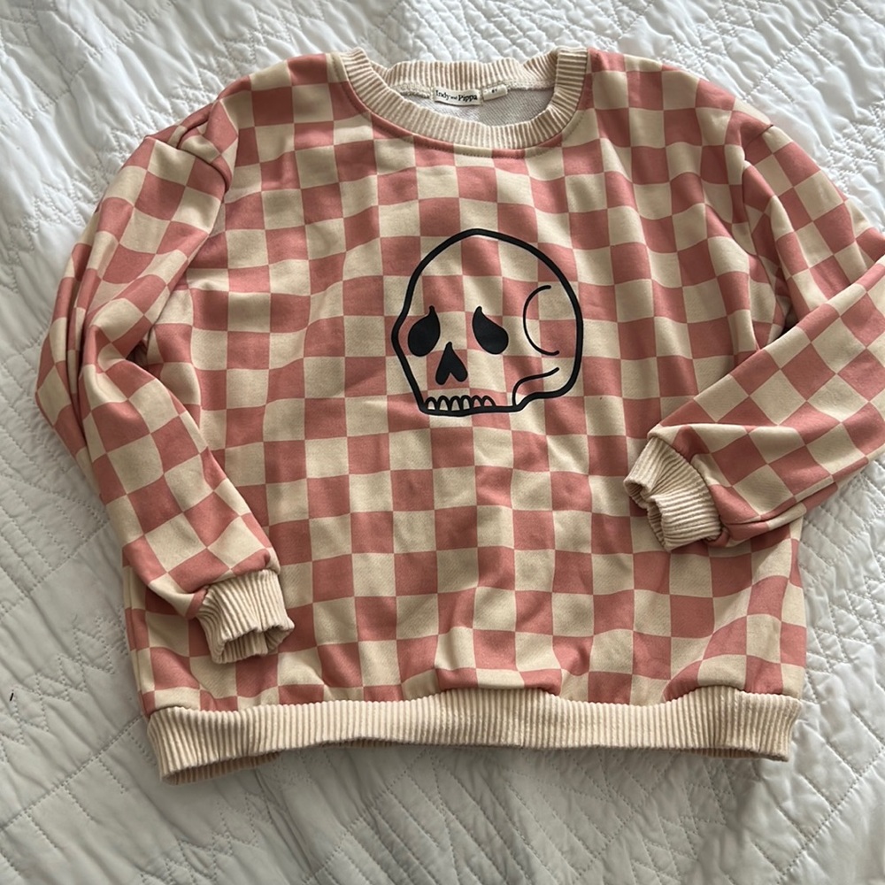 Indy and Pippa Pink Skull sweatshirt